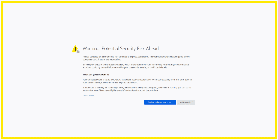 Firefox 浏览器显示错误信息：NET::ERR_CERT_DATE_INVALID