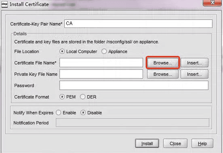 Netscaler 上传服务器证书