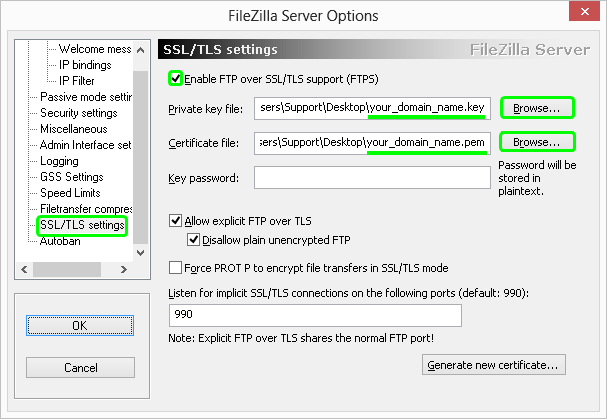 定位并选择 SSL/TLS 设置