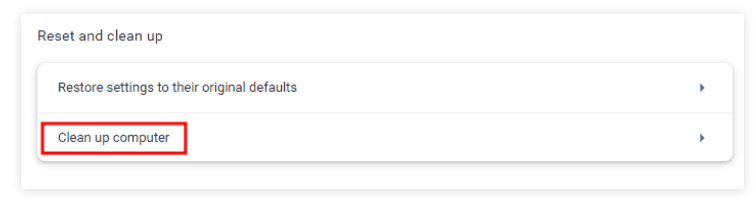 运行 Google Chrome 清理工具