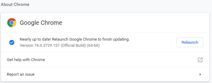 更新 Chrome 浏览器