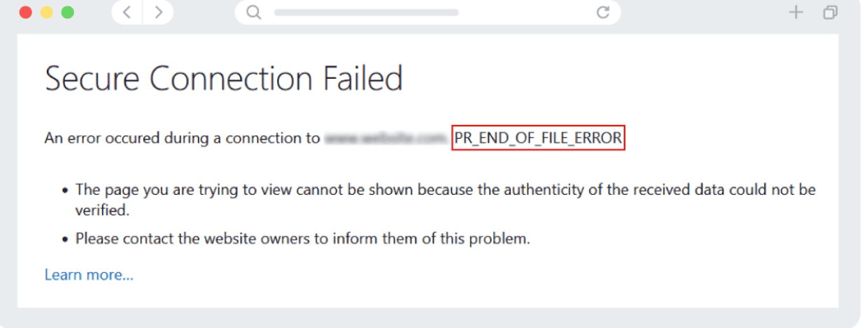 PR_END_OF_FILE_ERROR错误截图