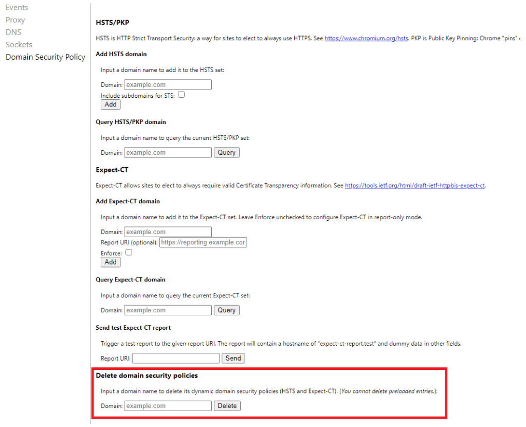 清理浏览器的 HSTS 数据库