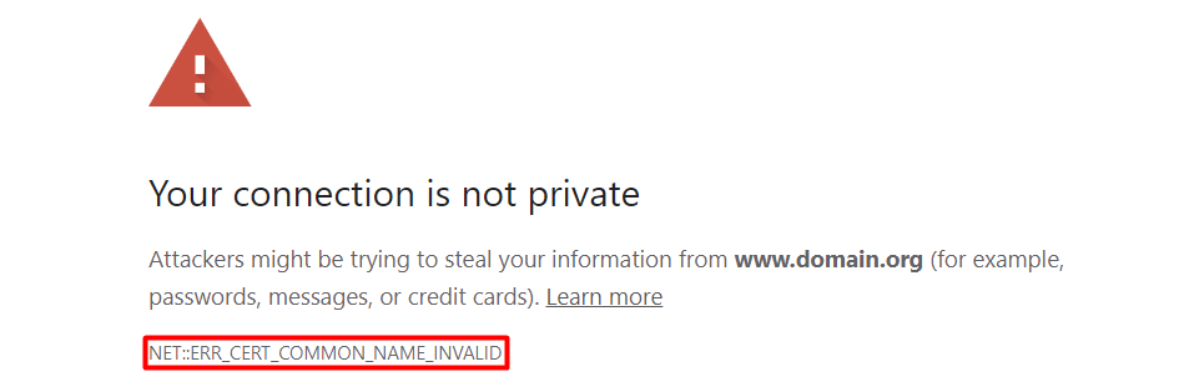 NET::ERR_CERT_COMMON_NAME_INVALID图示