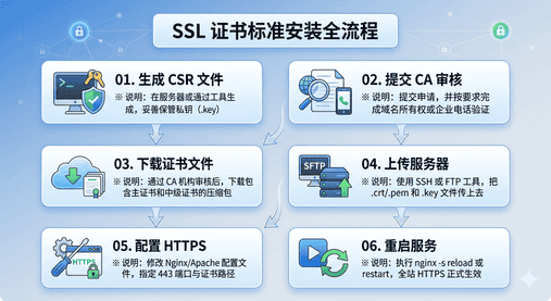 SSL 证书标准安装全流程图示